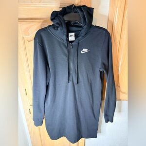 Nike Black Zip-Up Hoodie Dress with White Swoosh